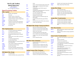 MATLAB Toolbox Quick Reference - Cheat Sheet