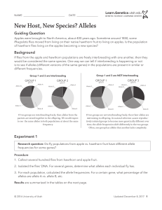 New Host, New Species- Alleles