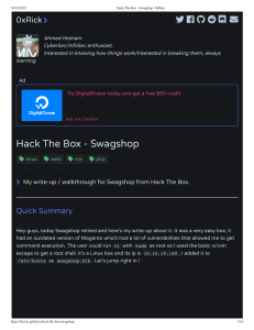 Hack The Box - Swagshop   0xRick writeup