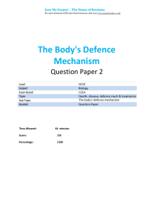 28.2.) The Body's Defence Mechanism - Question Paper 2