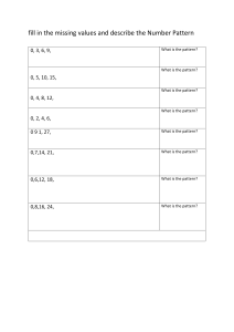 work sheet on number patterns