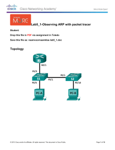 Lab5 1 - Observing ARP with packet tracer