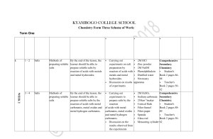 Chem Schemes  of Work For S3