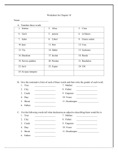 Worksheet for Chapter 10 Latin