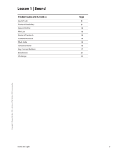 Sound and Light Worksheet: Middle School Science Activities