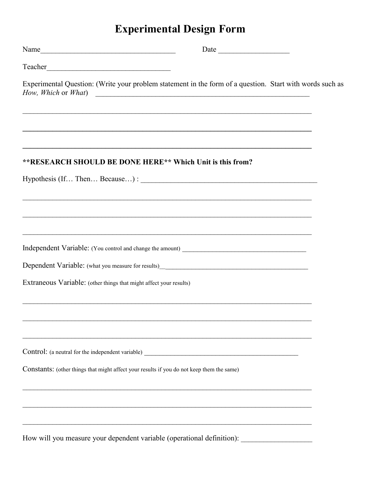 Experimental-Design-Form-TEMPLATE For Experimental Design Worksheet Scientific Method