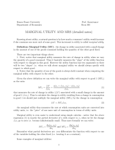 Marginal Utility and MRS: Economics Lecture Notes