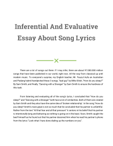 Inferential And Evaluative Essay About Song Lyrics