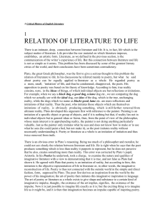 1 RELATION OF LITERATURE TO LIFE