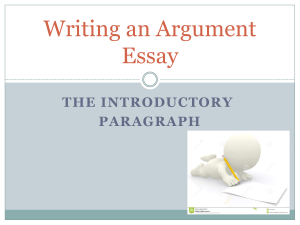Argument Writing - Overview and Introductory Paragraph (2) THE WHOLE PPT 1