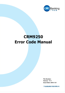 CRM9250 Error Code Manual (v1.1)