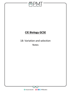 Summary Notes - Topic 18 Variation and Selection - CIE Biology IGCSE