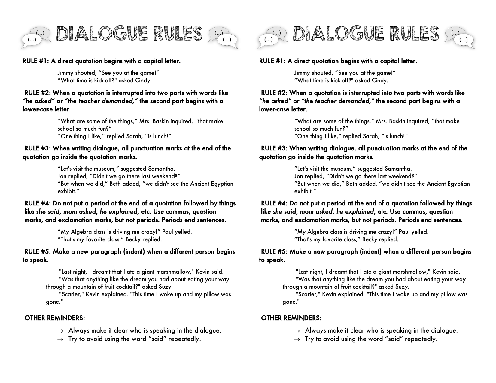 dialogue paragraph rules