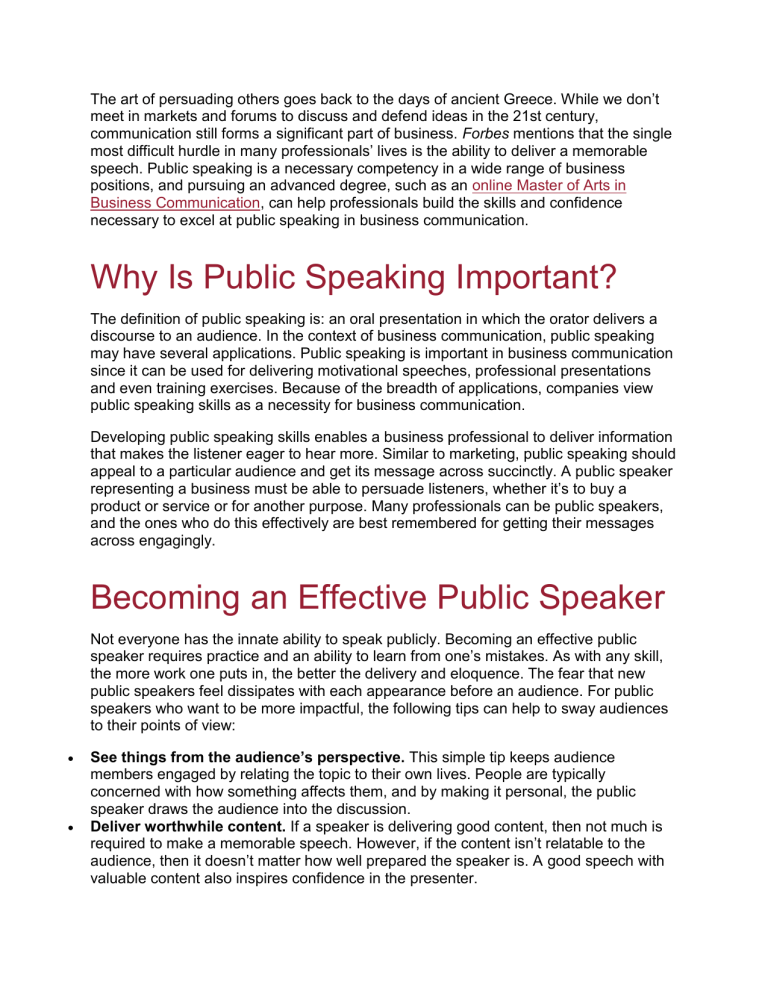 speech on importance of public speaking