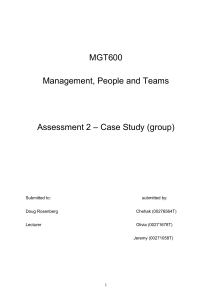 MGT600 Sarna C Assessment 2  Case study (group)