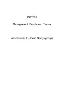 MGT600 Assessment 2  Case study 