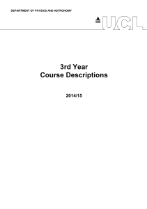 Yr3 2015 MSci Physics Course Descriptions (UCL)