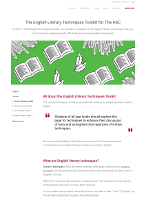 English Literary Techniques Toolkit   The Complete HSC Literary Devices