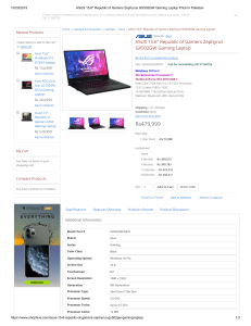 ASUS 15.6  Republic of Gamers Zephyrus GX502GW Gaming Laptop Price In Pakistan