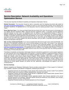 Network Availability and Operations Optimization Service