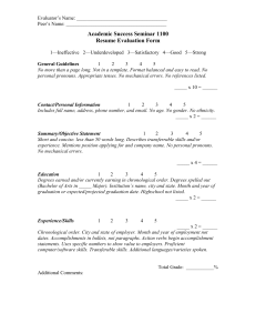Resume Evaluation Form