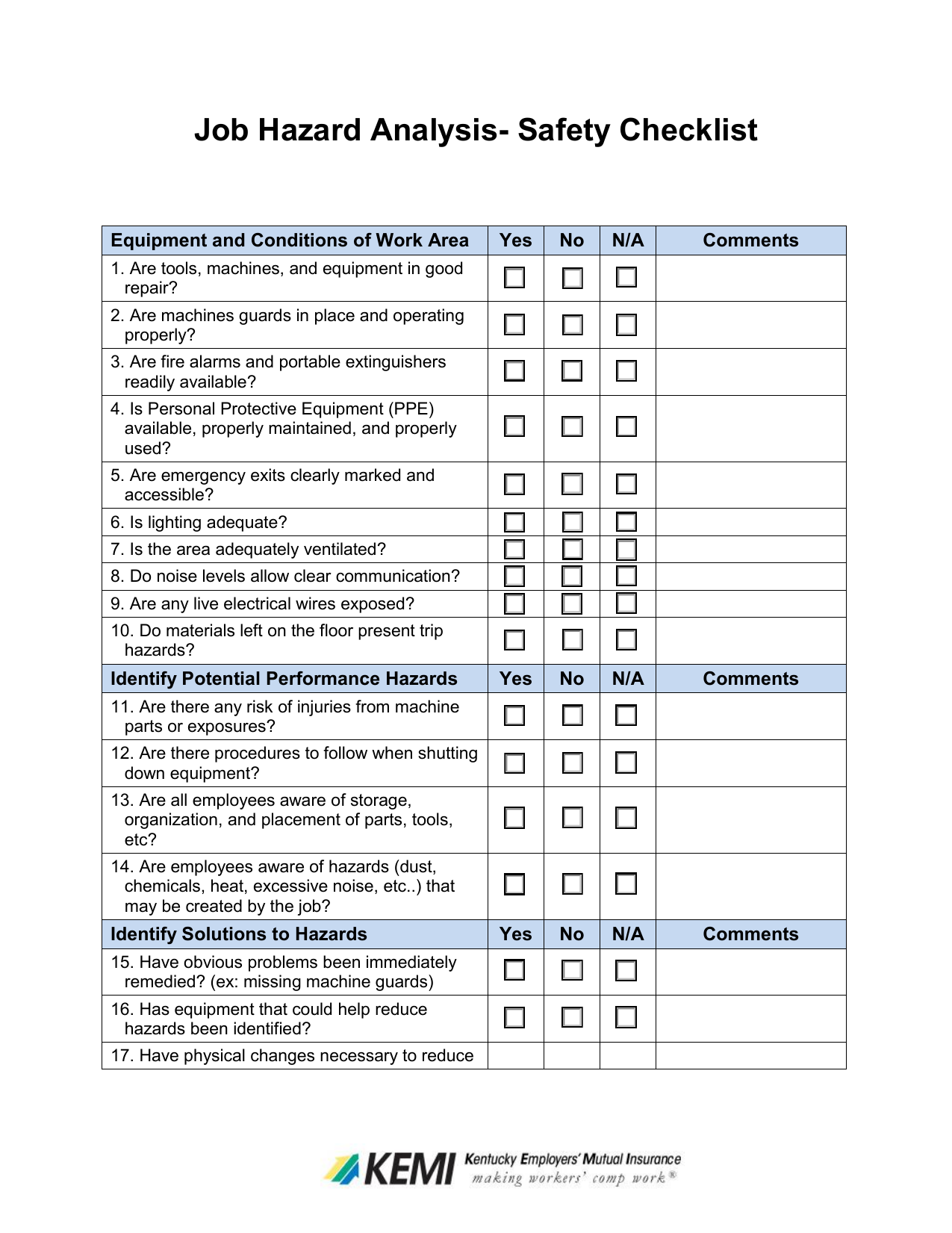 Workplace Safety Inspection Checklist Template Excel