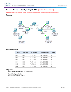 6.2.1.7 Packet Tracer - Configuring VLANs Instructions - ILM