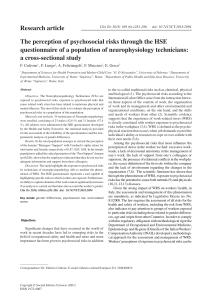 The perception of psychosocial risks through the HSE questionnaire of population of neurophysiology technicians. a cross sectional study