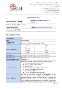 Electrical Circuits I Course Syllabus - USTH Hanoi