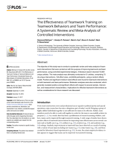 Teamwork Training Effectiveness: A Meta-Analysis