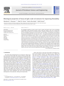 Rheological properties of heavy & light crude oil mixtures for improving flowability