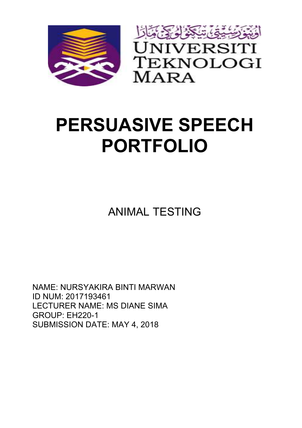 persuasive speech portfolio
