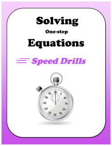 Solving One Step Equations SpeedDrills