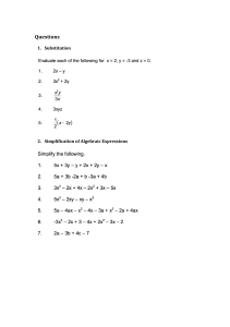 Algebra- Questions on each topic