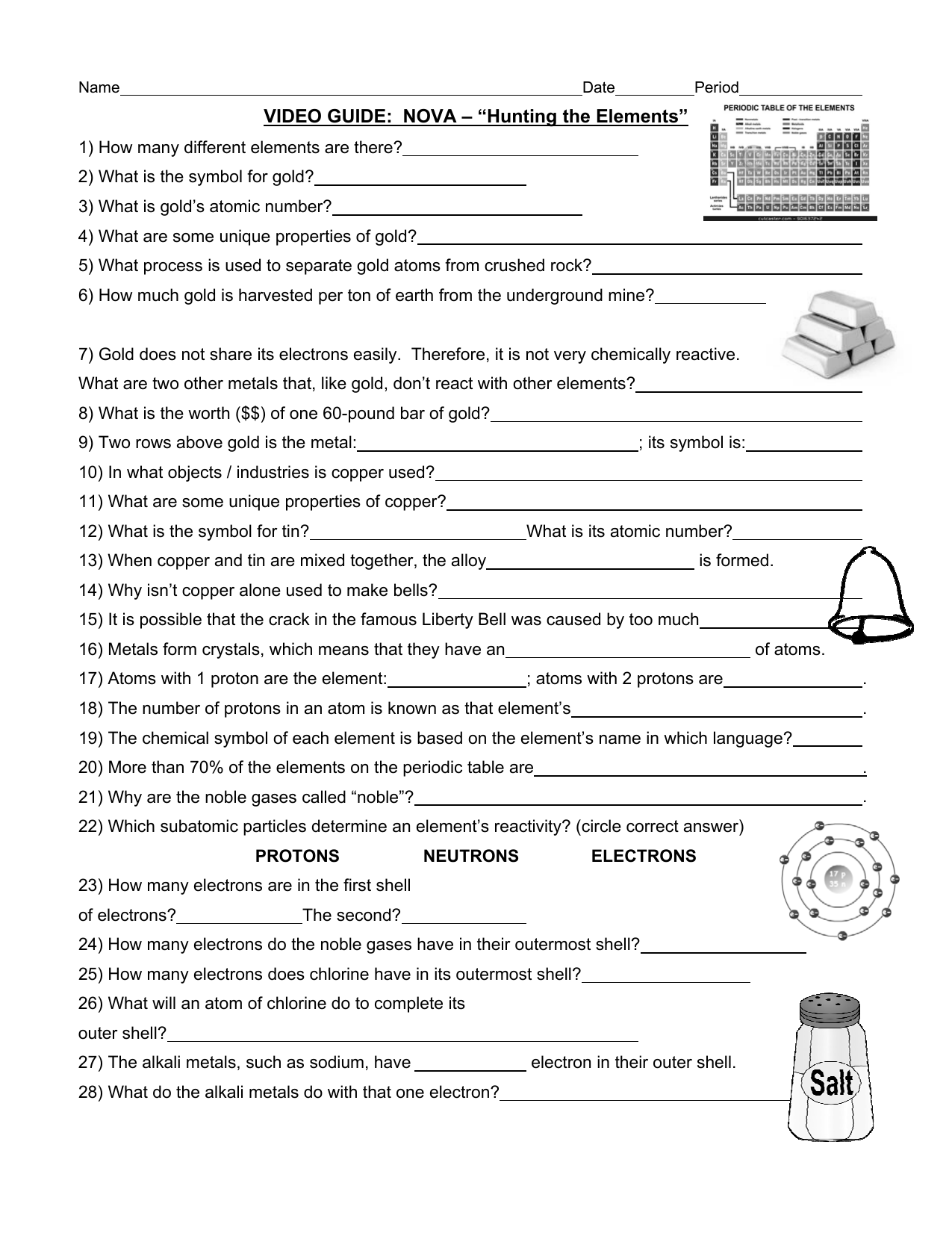 HuntingtheElements (21) Pertaining To Hunting The Elements Worksheet Answers