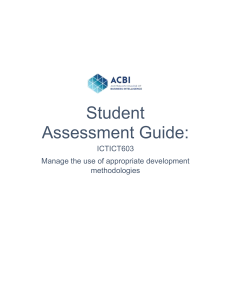 ICTICT603 Student Assessment  Guide