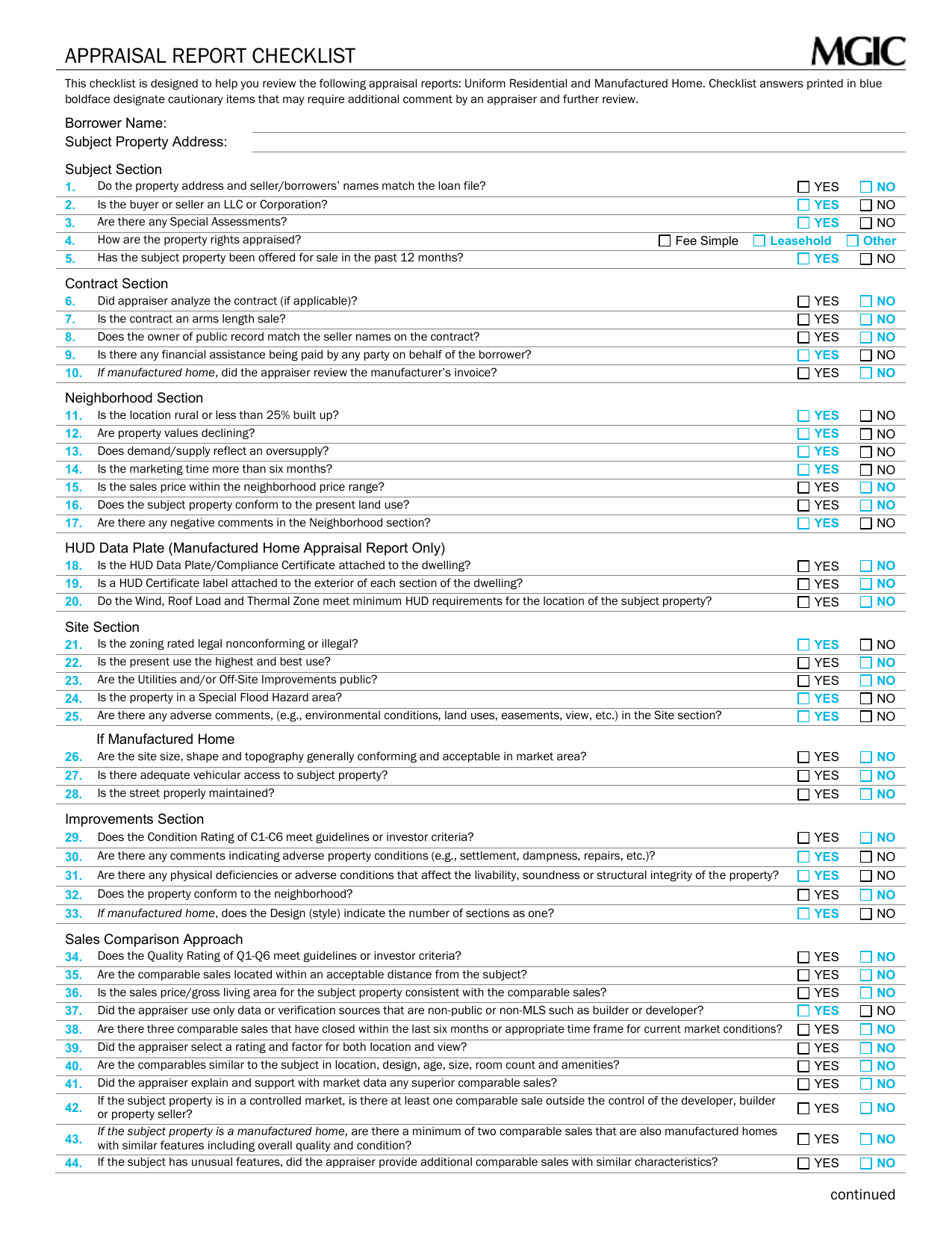 va home loan appraisal checklist