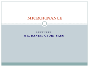 1. OVERVIEW OF MICROFINANCE