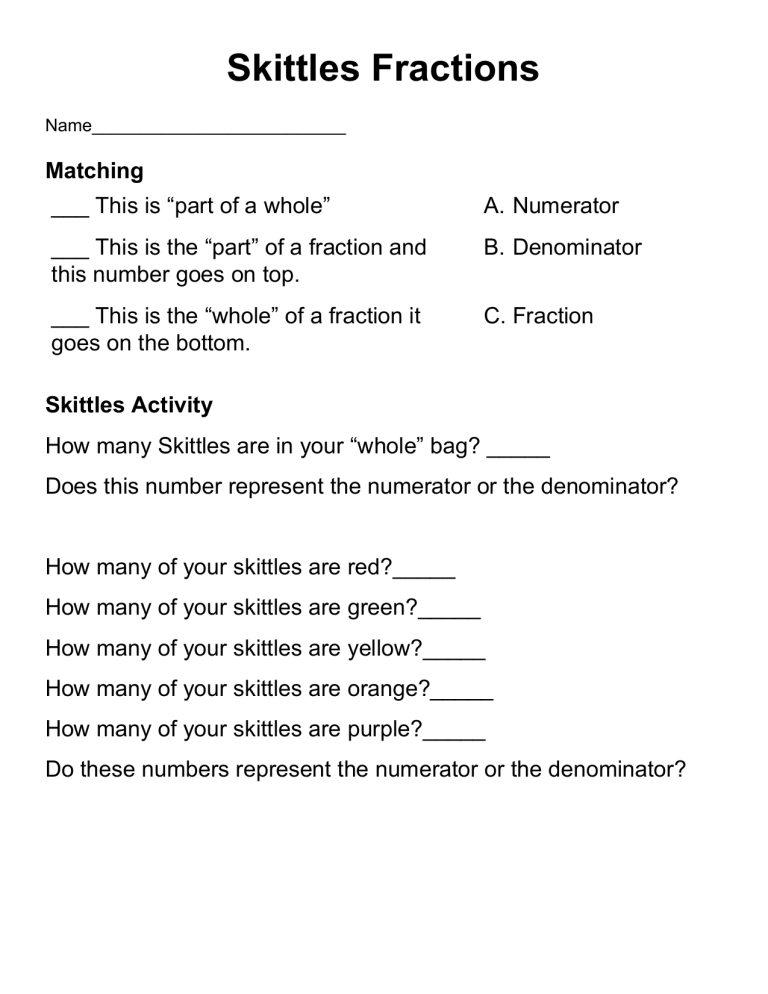 Skittles Fractions