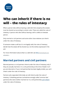 Who can inherit if there is no will – the rules of intestacy - Citizens Advice