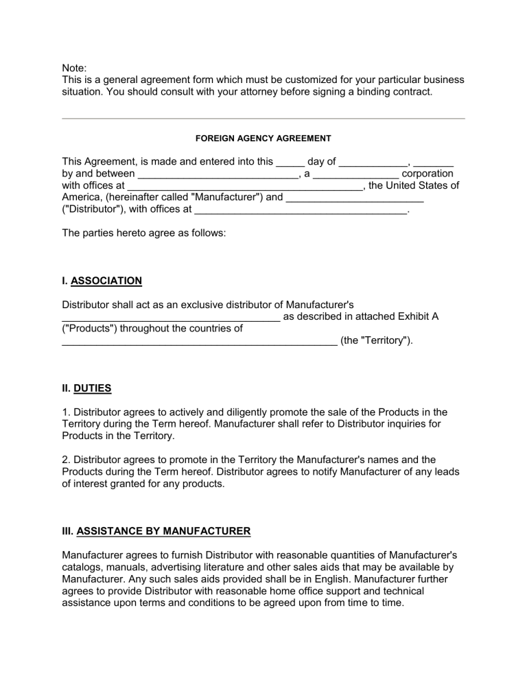 foreign-agency-agreement-sample-format-only