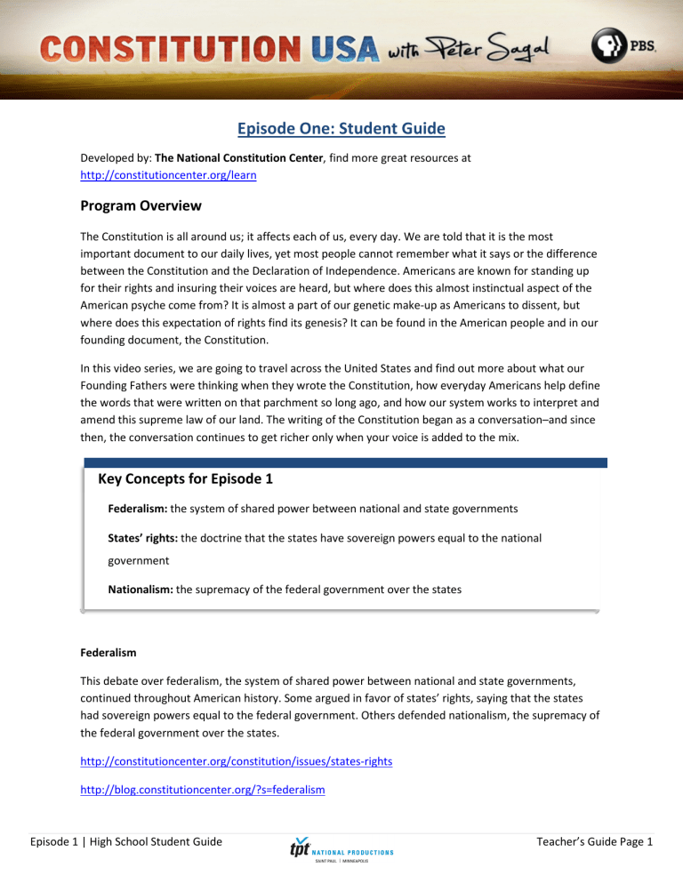 Constitution Usa Episode Onestudentguidehigh Final2