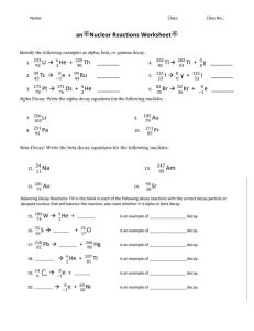 Nuclear Reactions Worksheet
