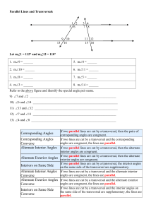 Review of Parallel Lines and Transversals parallel lines cheat sheet