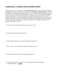 Assignment 2  Chemistry and the Scientific Method