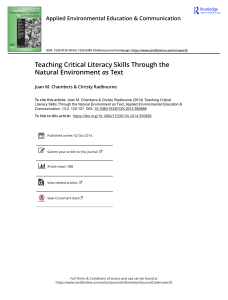 Critical Literacy & Natural Environment: A Teaching Approach