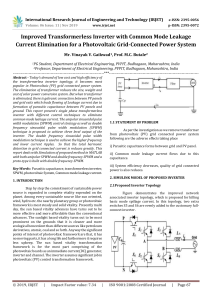 IRJET-Improved Transformerless Inverter with Common Mode Leakage Current Elimination for a Photovoltaic Grid-Connected Power System