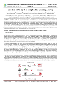 IRJET-Detection of SQL Injection using Machine Learning : A Survey