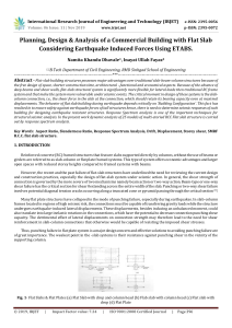 IRJET-    Planning, Design & Analysis of a Commercial Building with Flat Slab Considering Earthquake Induced Forces using ETABS