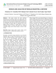 IRJET-Design and Analysis of Biogas Digester: A Review